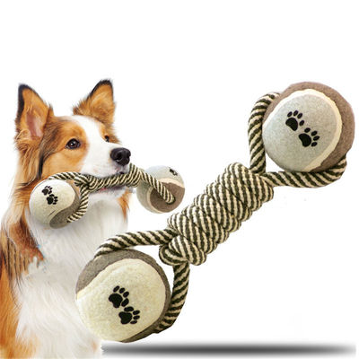 Mua Đồ chơi dây xích chó trung bình và lớn Đồ chơi dumbbells Bóng quần vợt Cotton dây xích chó nhai đồ chơi sản xuất trực tuyến