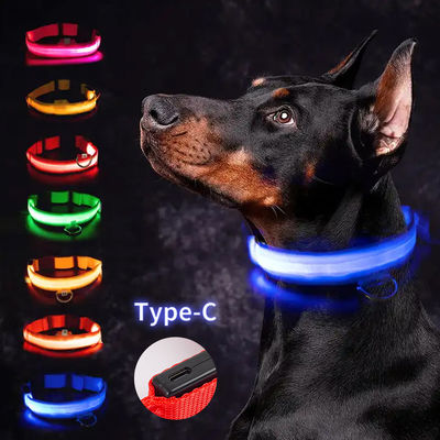 LED cổ áo chó chống nước điều chỉnh USB Type-C sạc lại Mô hình rắn đèn nhấp nháy lên