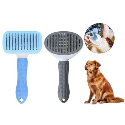 Màu xanh tự làm sạch chó chải chó tóc Deshedder với chức năng massage