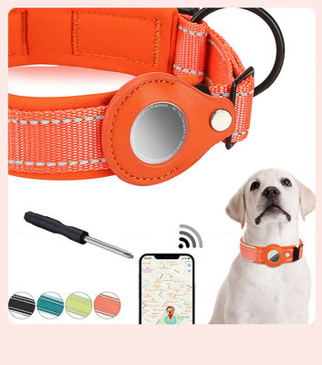 Màu cam xanh dương GPS Air Tag Collar chó Collar mèo Nylon Collar tùy chỉnh Logo