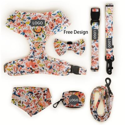 Đặt dây chuyền vật nuôi polyester điều chỉnh và dây chuyền dây chuyền dây chuyền chó với trang trí Bowknot XL L M S Kích thước Bowknot lớn