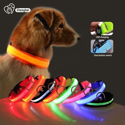 Hundehalsband Đèn cổo chó có thể sạc lại Nylon XS XL LED cổo thú cưng