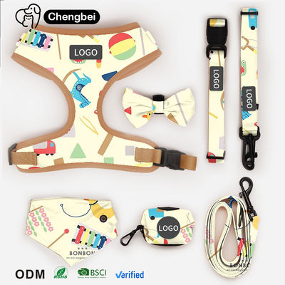 Các nhà thiết kế mẫu tùy chỉnh Polyester Reversible Pet Harness Sets Đặt dây xích cổ áo cá nhân hóa và Đặt dây xích chó chống nước