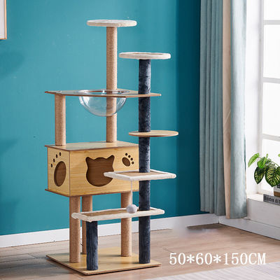 Đồ chơi mèoKích thước tùy chỉnh Cây mèo bằng gỗ với nhà cào và chơi