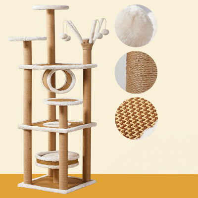 Multi Level Cat Tree House Cráching Post Heavy Duty With Sisal Rop Cat Tower Column Climbing Tree Cat's Dream Play Area (Nhà gỗ đa tầng của mèo)