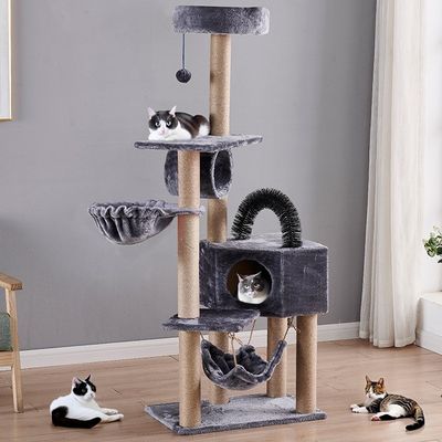 Gỗ gỗ lớn nhà cào tháp mèo cây được làm bằng vải Sisal và bảng gỗ cho các kích thước tùy chỉnh