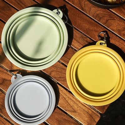 Chuỗi đi du lịch vật nuôi nước cho ăn Bowl Feeder Type Cups Pails Macaron Color Silicone Dog