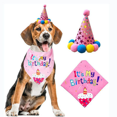 Bộ trang trí bữa tiệc thú cưng Chiếc áo choàng chó Mũ thắt cà vạt Quả bóng Chất liệu Happy Cake Topper Cloth