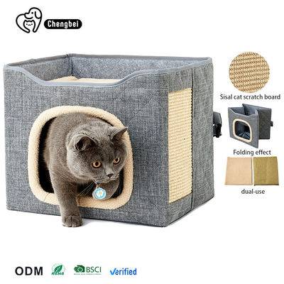 Lớp hai mèo tổ cube thú cưng ấm ngủ giường gấp nhà mèo chó mèo động vật nhỏ